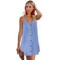 thumbnail image 1 of Women's Pink/Green/Sky Blue Buttoned Slip Dress, 1 of 4
