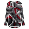 thumbnail image 4 of Long Sleeve Shirts for Women Dressy Casual Crew Neck Hem Flowy Tops Color Block Geometry Printed Oversized Loose Tunic Shirts Graphic Tees for Spring Fall #B06-Orange S, 4 of 5