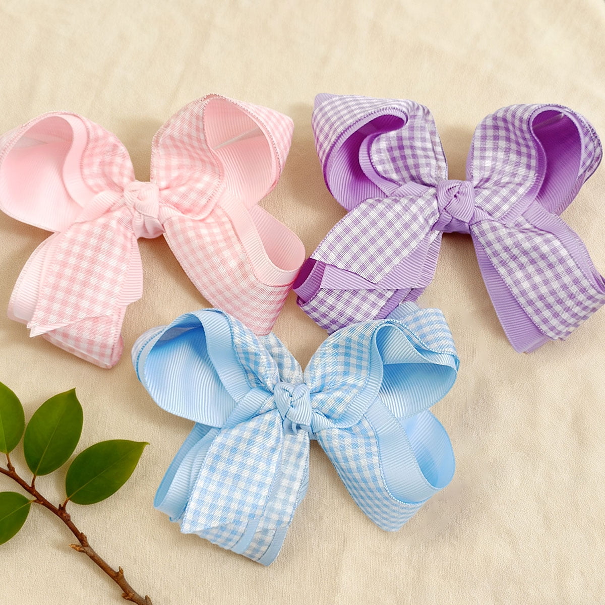 JoyBowie 18 pcs 4.5 inch Hair Bows, Solid & Gingham Alligator Clips for Toddler Girls