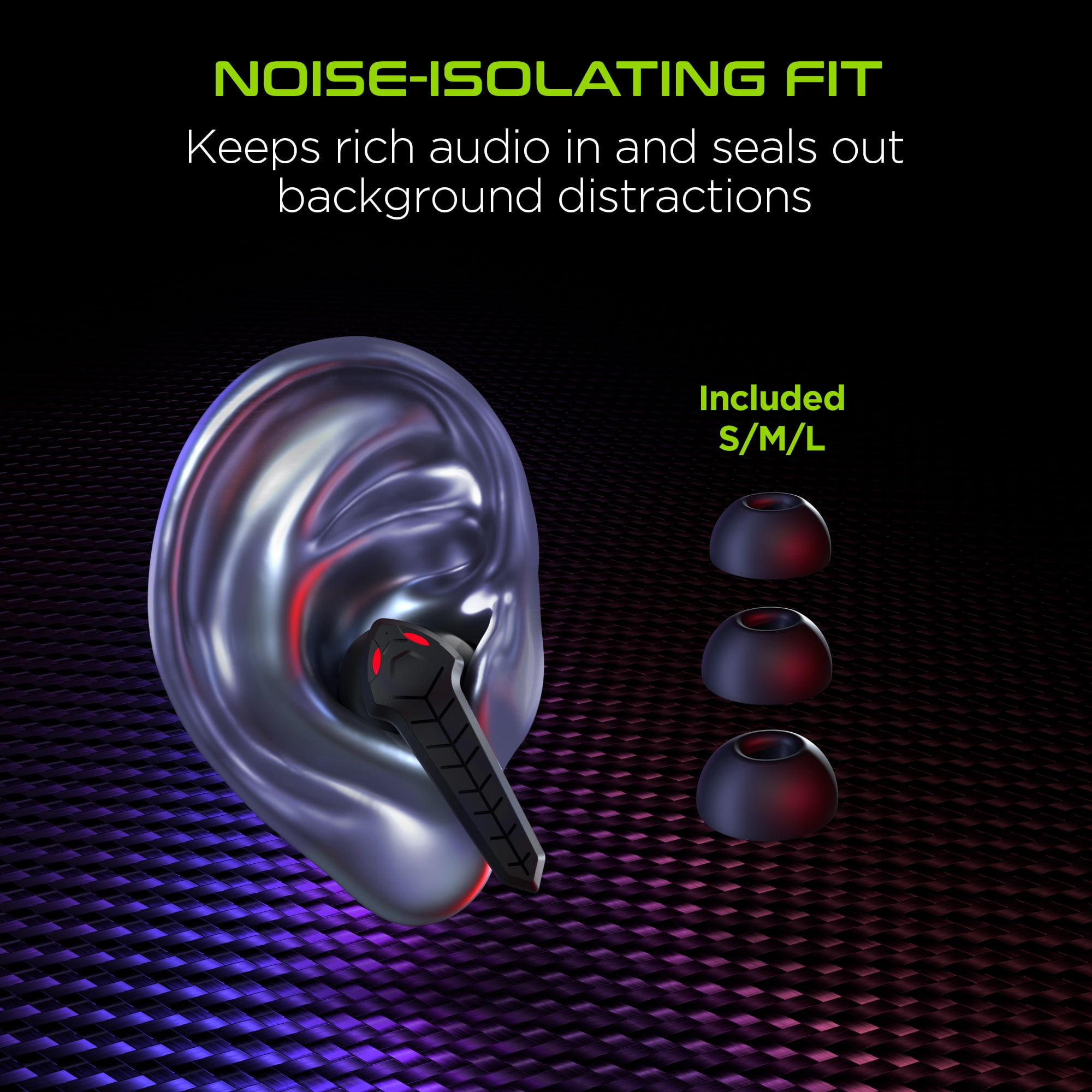 Hypercel 15524-HYP HyperGear CobraStrike True Wireless Gaming Earbuds with No Lag Audio (15524-HYP) Black