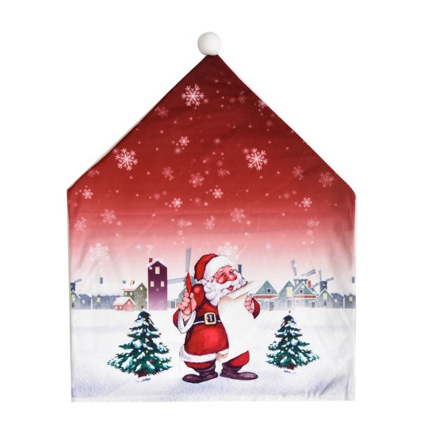 Yuarrent Funda para silla con estampado Digital de dibujos animados Kits de decoración para fiestas Papá Noel Yuarrent HA069376-01