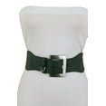 thumbnail image 2 of Women Fashion Green Elastic Belt Waist Hip Silver Square Buckle Fit S M, 2 of 9
