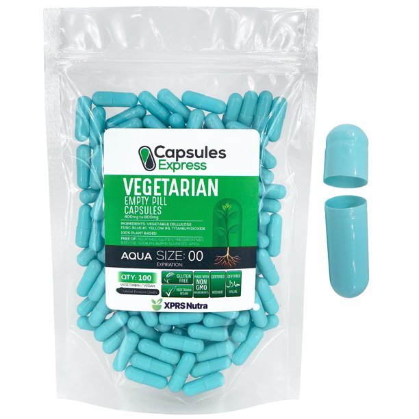XPRS Nutra Size 00 Aqua Empty Vegan Capsules Vegetarian/Vegetable