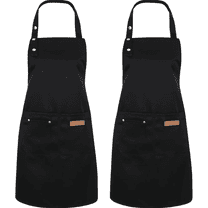 2 Pack Kitchen Aprons, Adjustable Waterdrop ResistantApron with 2 Pockets, Kitchen Cooking Chef Apron for Women Men,Unisex Black Apron for Kitchen Cooking Baking Crafting BBQ