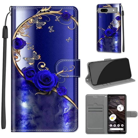 Allytech Google Pixel 7a Wallet Case, Stylish Pattern Design PU Leather Flip Stand Hand Wrist Kickstand Cards Slots Mangetic Closure Wallet Cover Case for Google Pixel 7A