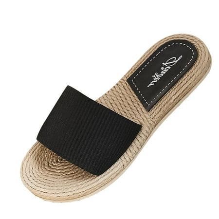 

Pgeraug womens slippers Fashion Spring And Summer Casual Women s Flat-Bottomed Beach Fashion Cross Strap Slippers mens slippers Black 37
