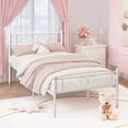 thumbnail image 2 of VECELO Twin Size Bed Frame with Headboard, Metal Platform Bed Frame/Mattress Foundation, No Box Spring Needed, Easy Assembly, White, 2 of 9