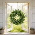 thumbnail image 5 of 15.75 Inch Large Boxwood Wreath For Front Door Window Porch, Artificial Boxwoods Greenery Leaves Outdoor Indoor Wreath For Home Door Farmhouse Wall Decor, Spring Summer All Seasons Green Wreath, 5 of 6