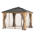 thumbnail image 3 of Sunjoy 13 ft. x 15 ft. Patio Cedar Framed Gazebo with Brown Steel and Polycarbonate Hip Roof Hardtop, 3 of 10