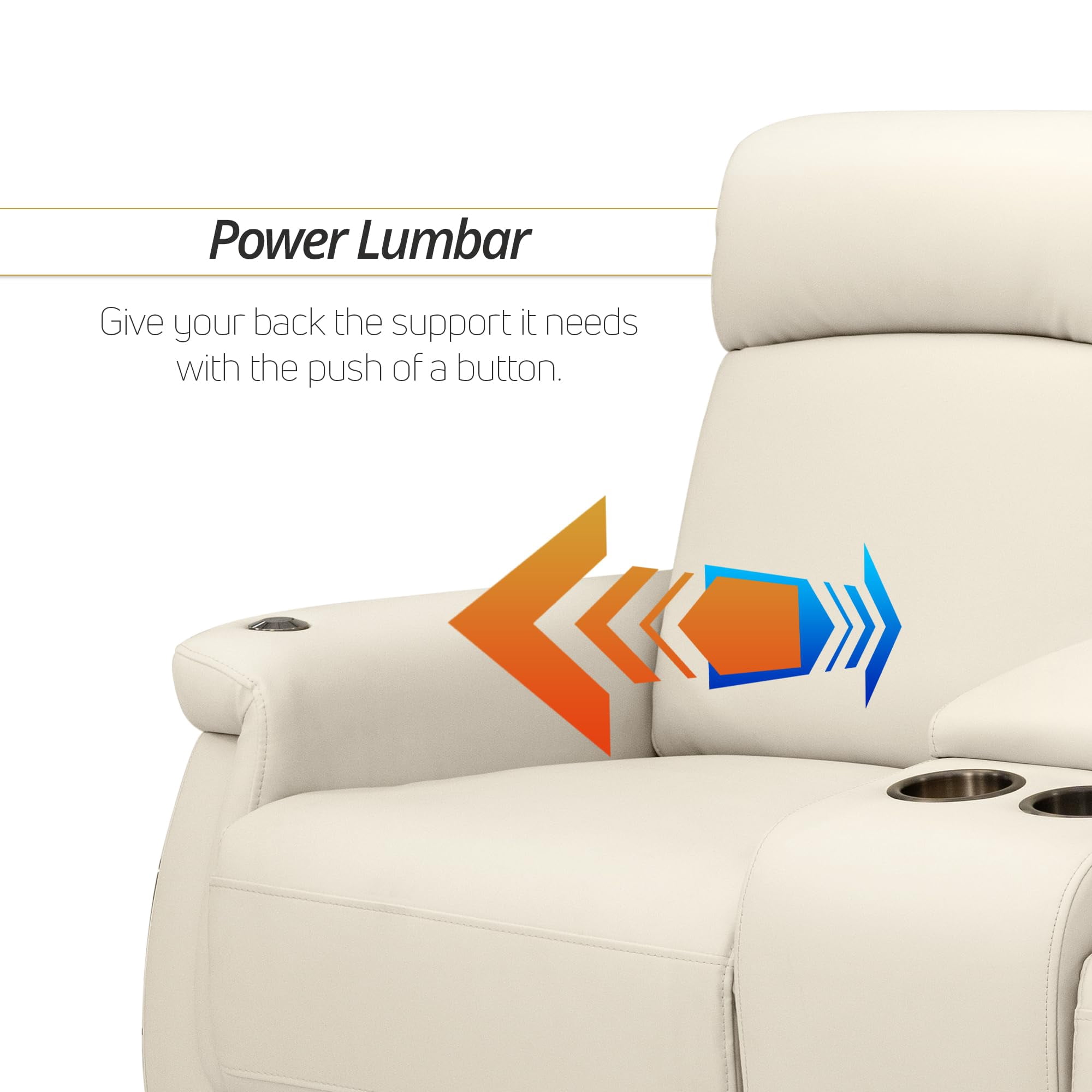 Qualitex Odyssey RV Loveseat w/Storage Console, Ultimate Leather, Heat & Massage, Power Lumbar, Power Recline, Bisque