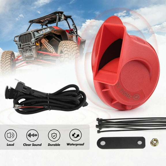 Kemimoto ATV UTV Horn Kit w/ Rocker Switch For Polaris RZR General Ranger Can-Am Maverick X3 12V