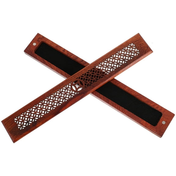 LEORX Light Brown Wood Incense Storage Box for Home Office Decoration Compact x 3.5 x 3 inches