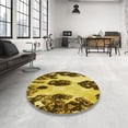 thumbnail image 3 of Ahgly Company Indoor Round Patterned Bright Gold Yellow Area Rugs, 7' Round, 3 of 6
