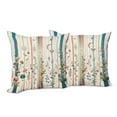 thumbnail image 3 of Ambesonne Botanical Throw Pillow Cover Pack of 2, Woodland Bohemian Stripes, 2 Pcs-26"x16", Petrol Blue Salmon White, 3 of 5