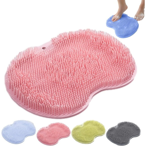 Solespa Hands-Free Silicone Foot Scrubber Mat with Suction Cups, Non-Slip Exfoliating Shower Pad for Foot Cleaning, Bathtub and Shower Drain Mat (A4)