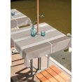thumbnail image 2 of Outdoor Tablecloth with Umbrella Hole for Patio/Picnic/Party/Camping, Brown Stripe Waterproof Table Cloth Square Cover Washable, Modern Minimalist Geomertic Striped Beige (54"x 54"), 2 of 9