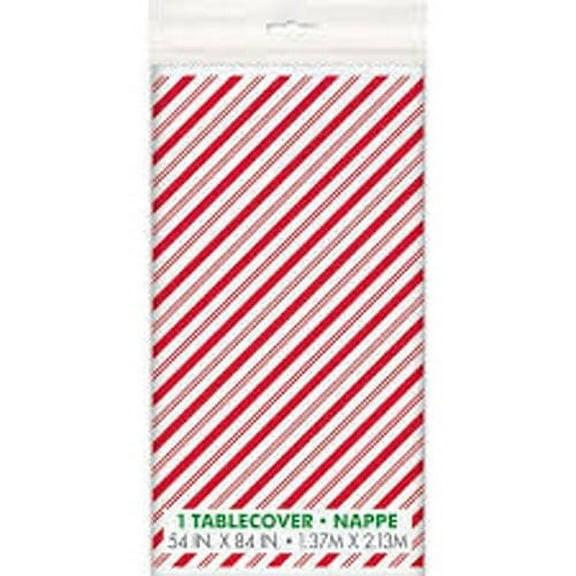 Christmas 'Red Stripes Snowman' Plastic Tablecover (1ct)
