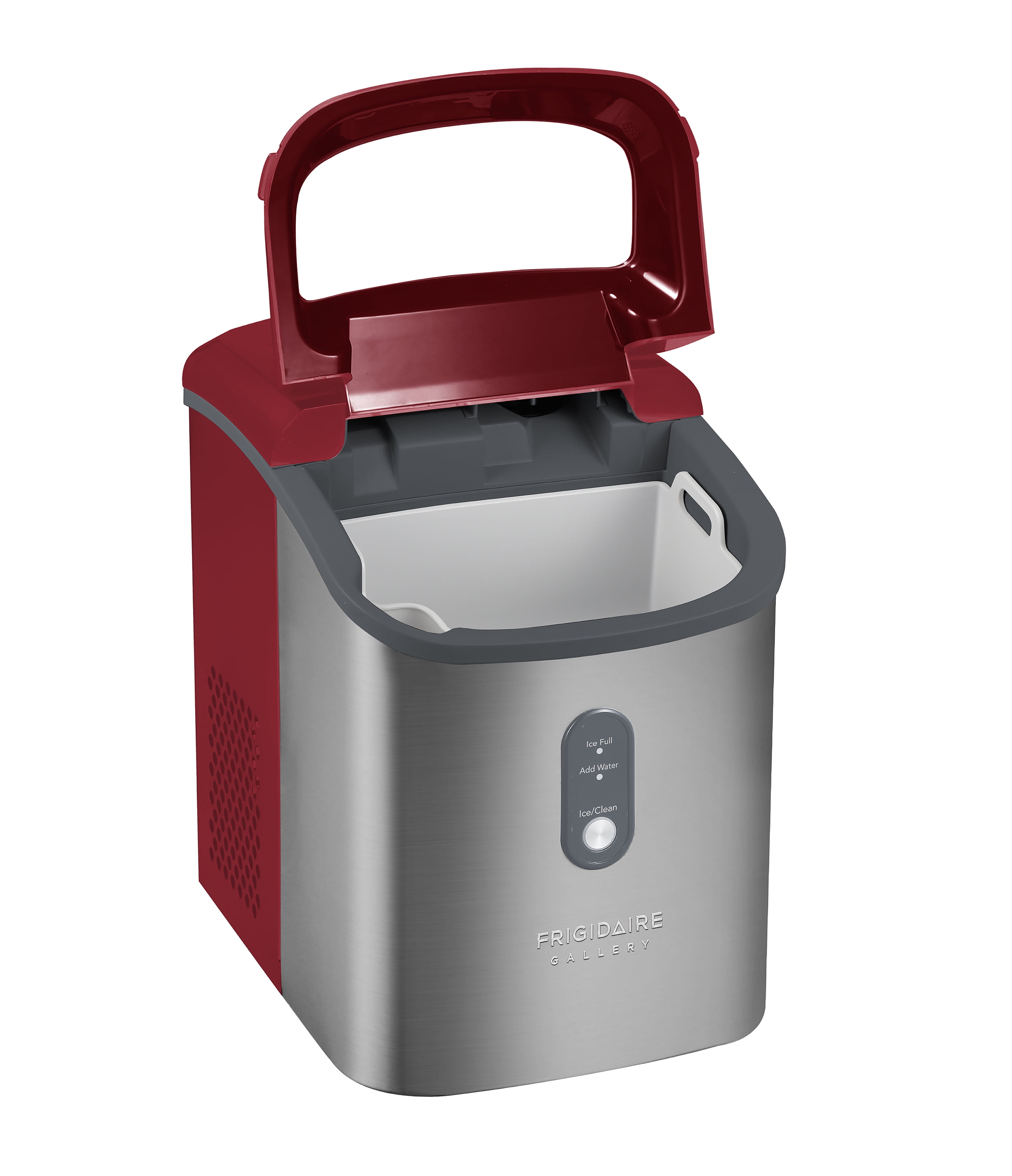 Frigidaire Gallery 33 lbs. Nugget Ice Maker, Self-Cleaning Countertop Ice Maker with Touchscreen Controls, Red Stainless Steel