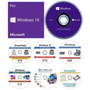 7-1 Bundle, OEM Microsoft Windows 10 Professional 64 Bit DVD , Repair DVD, Open Office & More