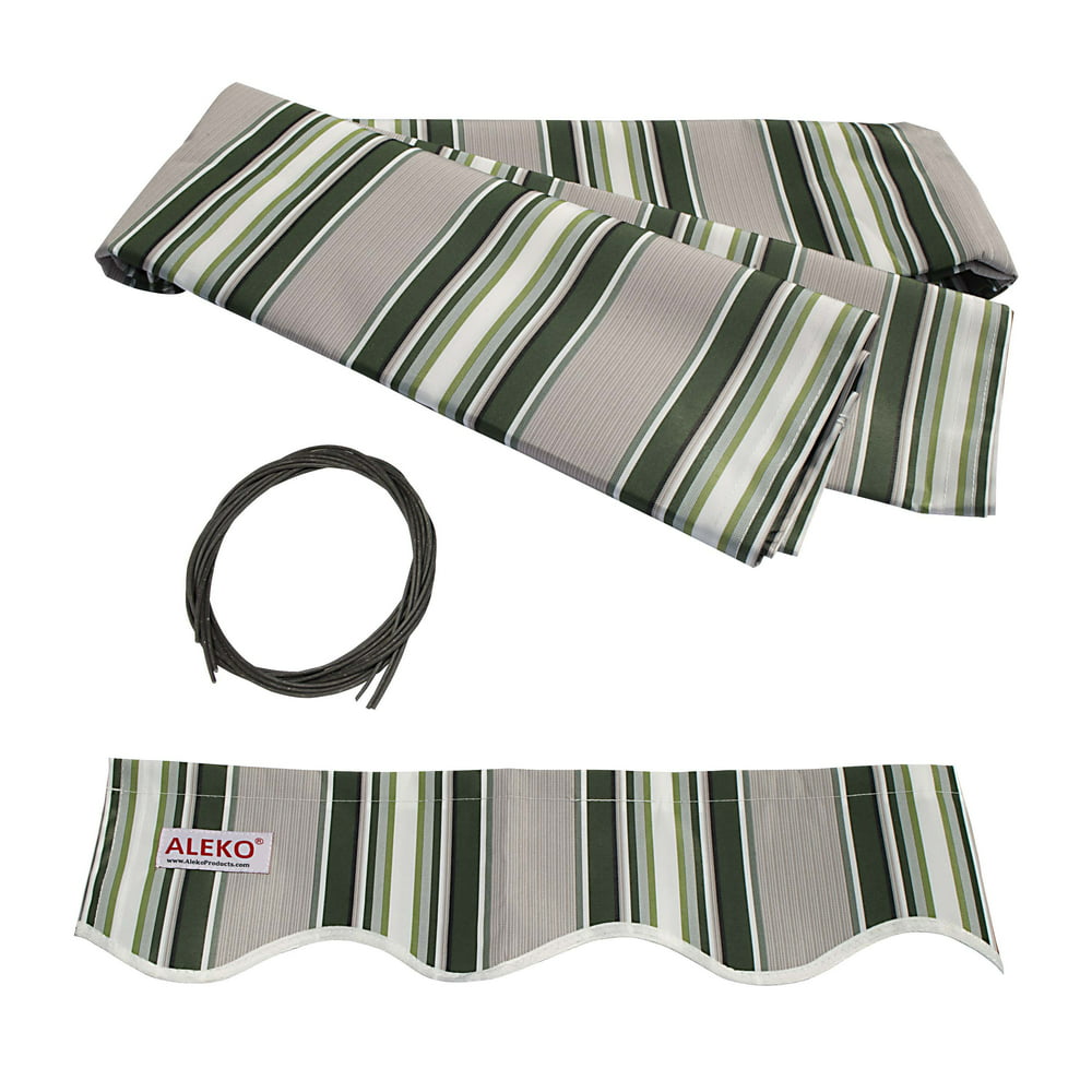 Aleko 20x10 Retractable Awning Fabric Replacement Multi Striped