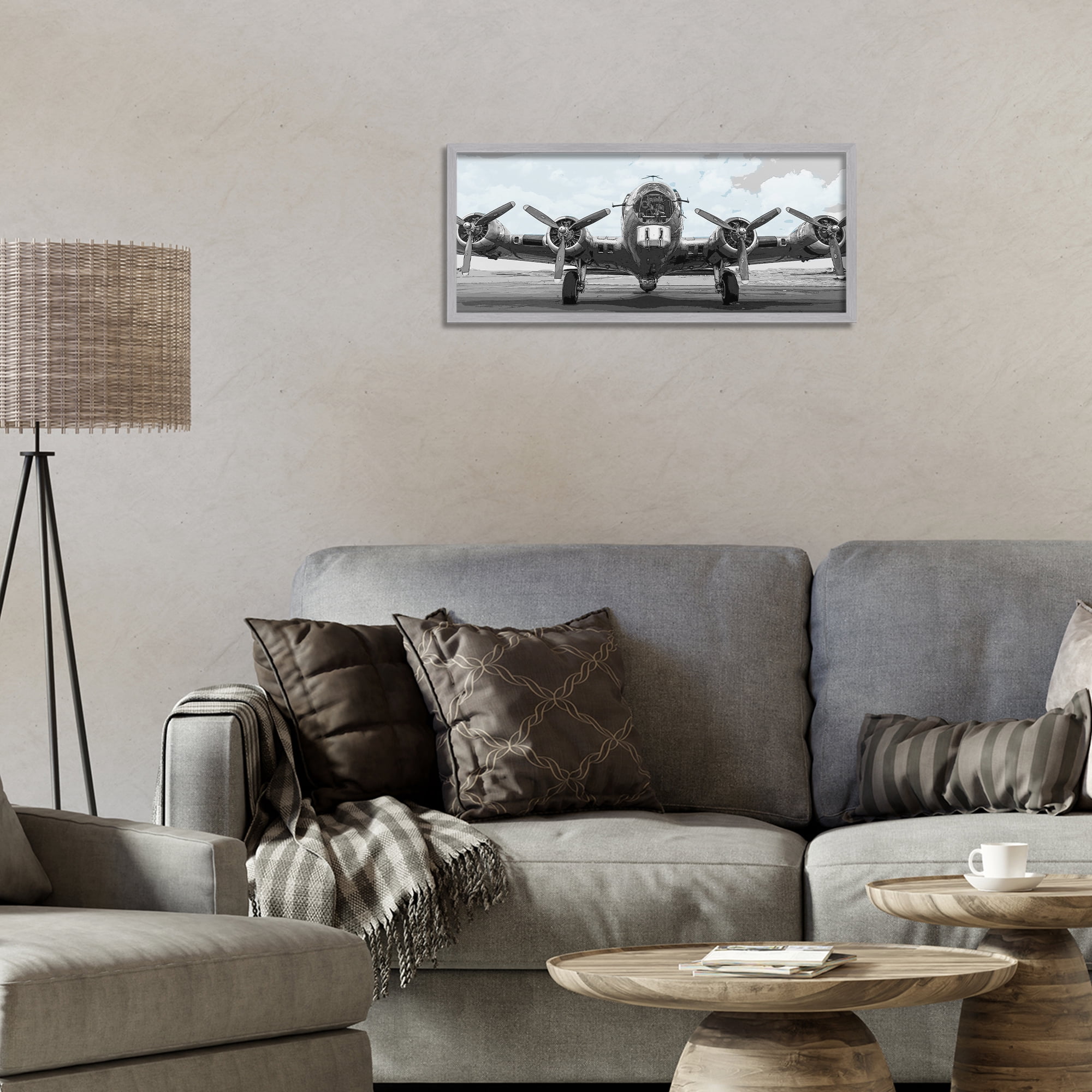 Stupell Industries Historic Aviation Aircraft Gray Framed Giclee Art, design by Kim Allen