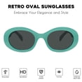 thumbnail image 2 of Gafas de sol mosanana ovaladas retro a la moda UV400 color verde azulado para mujer, 2 of 6