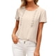 thumbnail image 2 of Qarigey Mujer Camiseta Verano Cuello Manga Corta Volantes Casual Top Suelto Prendas para la parte del cuerpo albaricoque M, 2 of 6