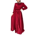 thumbnail image 2 of IBTOM CASTLE Women's Muslim Kaftan Abaya Prayer Dress Long Sleeve Self Tie Maxi Dress Middle East Arabian Robe Gown XXL Red, 2 of 5