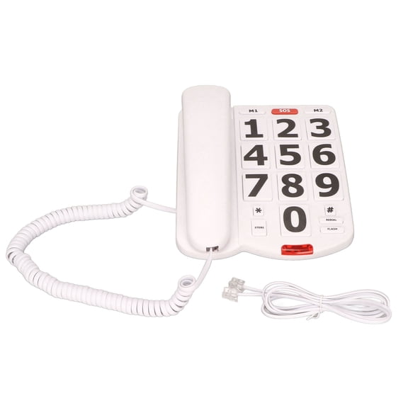 Big Button Telephone,Amplified Volume Landline Phone With 10 Speed Dial Memory, Hearing Impaired Friendly & Wearable Handset