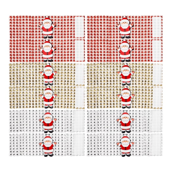 CIMAXIC Noël 12 Pcs Anneaux de Serviettes de Noël Boucles de Serviette Supports pour Table à Manger Décorations des Fêtes (Argent+or+rouge),5.12"X1.57"X0.08 Pouces