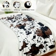 thumbnail image 4 of Home Soft Things Cow Print Double Sided Faux Fur Throw Blanket, Soft Cozy Fuzzy Black and White Throw, 40x60 inches, 4 of 6