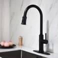 thumbnail image 3 of Rallonge de Robinet de Cuisine Tactile Commerciale Moderne avec Tête de Pulvérisation Extractible, Vaporisateur d'Eau pour Évier à une Poignée en Laiton à Tirette (avec Plaque de Robinet), Acier Inoxydable Noir Mat, 3 of 9