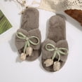 thumbnail image 4 of uublik Womans Fuzzy Slippers Memory Foam Open-Toe Slippers Soft Fleece Indoor Shoes Indoor/Outdoor Slippers, Khaki, 4 of 7