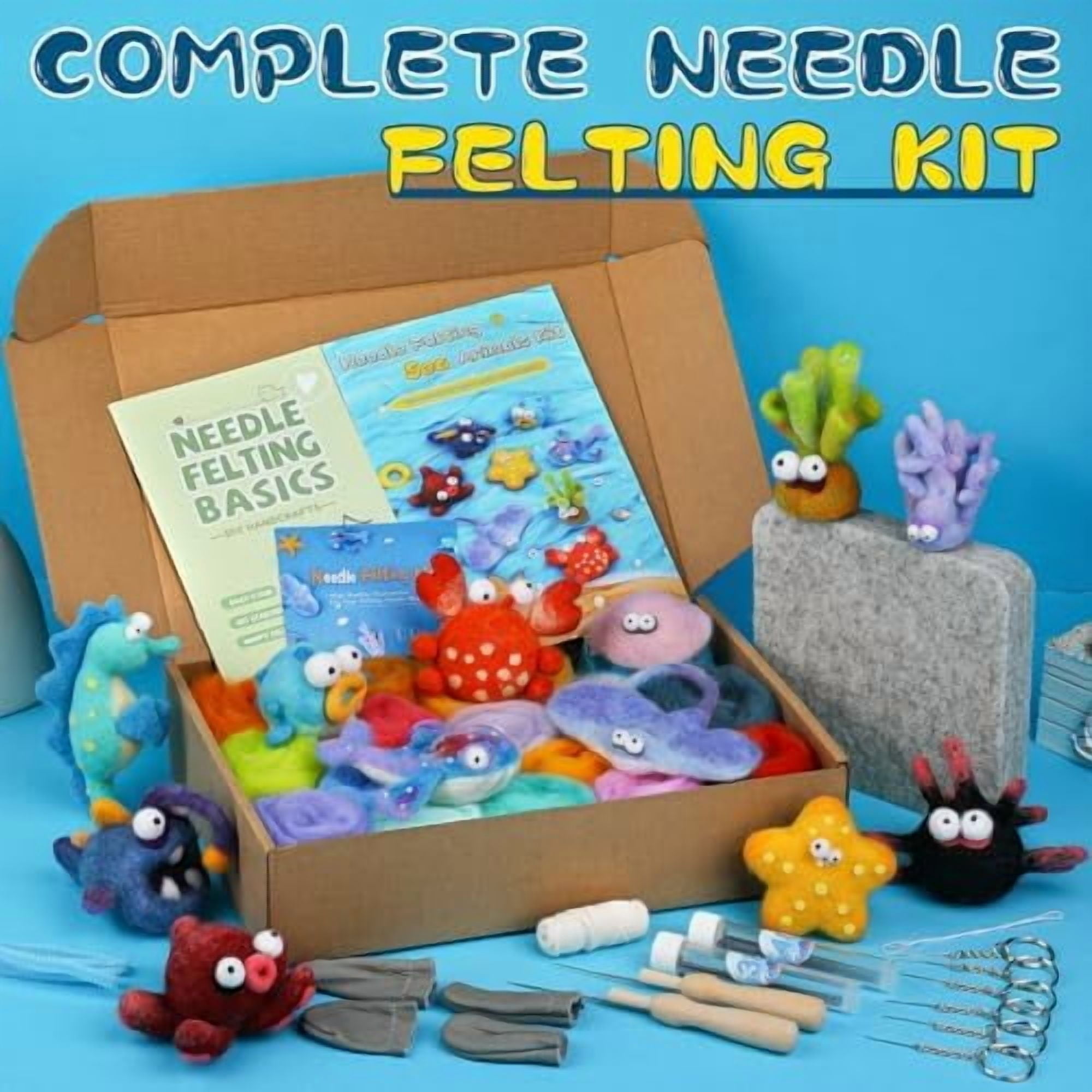 Needle Felting Kits for Beginners Adult 12 Sea Animal Supplies with Wool Roving, Felt Art Kit, Wool Felting Kit for DIY Craft Home Decoration Party Supplies for Starters$$Art & Craft