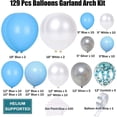 thumbnail image 2 of Kit de guirnalda de arco de globos azules, 129 piezas de globos de confeti plateados y blancos azules para cumpleaños, baby shower, compromiso, boda, aniversario, decoraciones para fiestas, 2 of 5