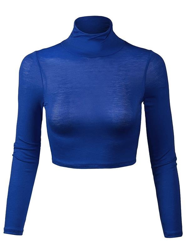 Long Sleeve Turtleneck Crop Top~Orange 
