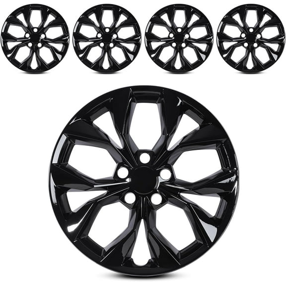 4-Pack Hubcaps for 2023 2024 2025 Honda CR-V LX model,17" Steel Wheel,Snap On Tire Cover Replacement Black Lacquer