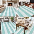 thumbnail image 6 of Teal Linen Stripes Washable Living Room Rugs 5'x7', Vintage Country Low Pile Throw Large Area Rugs Non-Slip Sturdy Edge Binding Carpet for Dining Room Bedside Kitchen, 6 of 9