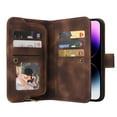 thumbnail image 4 of ELEHOLD for iPhone 14 Pro Max 6.7 inch Flip Leather Wallet Case with Card Holders Kickstand Magnetic Clasp Lanyard Shoulder Strap Shockproof Protective Case,Brown, 4 of 8