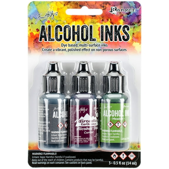 Tim Holtz Alcohol Ink .5oz 3/Pkg-Cottage Path-Slate/Currant/Meadow