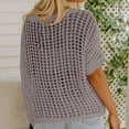 thumbnail image 4 of Oplxuo Womens Summer Scoop Neck Short Sleeve Sweater Casual Crochet Hollow Out Knit Tops Pullover Shirts Beach Coverup, 4 of 6