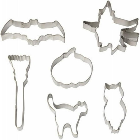 R & M International Gift Boxed Set of Halloween Cookie Cutters with Vintage Graphics and Shapes - Set includes Six Cookie Cutters: Flying Witch, Pumpkin, Cat, Bat, Broom, and Owl Approximately 3