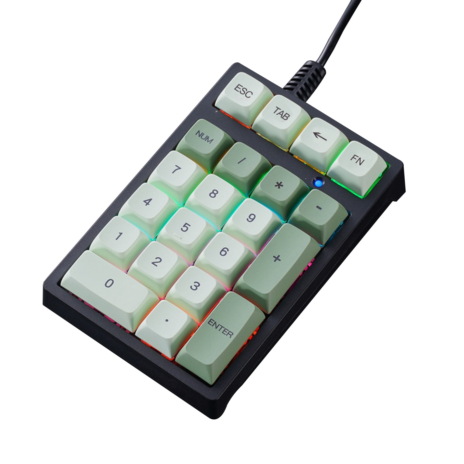 Naierhg Laptop Keypad with Mechanical Green Switches Mechanical Green Switch Laptop Keypad Usb Wired External Number Keyboard 21-key Mechanical for Laptop Cyan