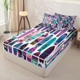 thumbnail image 2 of Castle Fairy Tropical Floral Surfboard Zipper Full Size Comforter Sets with Fitted Sheet and 2 Pillowcases,Palm Hibiscus Board Seamless Zipper Bedding Set,Purple Teal,Reversible,4pcs, 2 of 6