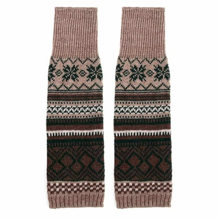 

Women Winter Leg Warmers Cable Knit Knitted Long Boot Socks Bohemia Crochet Foot Cover