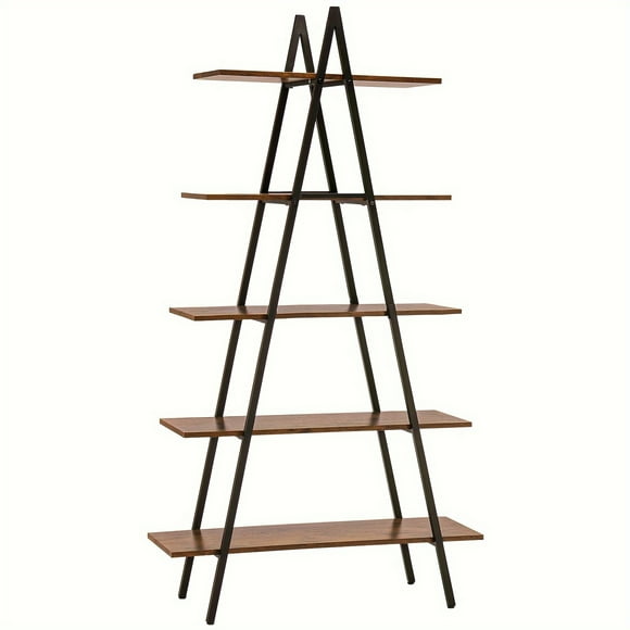 1pc 5-Tier Ladder Shaped Bookshelf, A-Shaped Industrial Bookcase, Multi-layer
