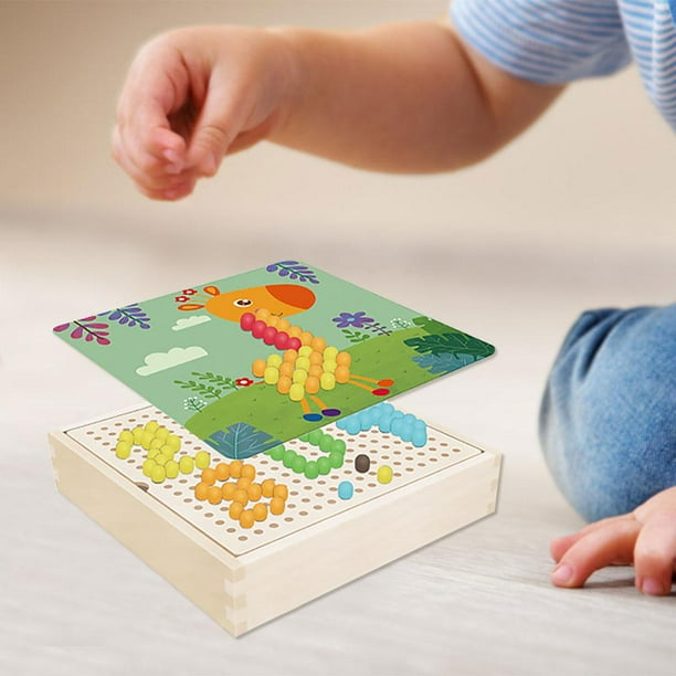 Multicolor 240 Botones Mushroom Nail Puzzle Creative Color Matching Educational Learning Development Montessori Juguetes para Niños Y bosque CUTICAT rompecabezas de uñas de hongo