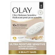 Olay Ultra Moisture Sensitive Beauty Bar with Oat Extract and Notes of Vanilla Creme 3.17 oz, 8 Count