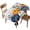 Blue, Orange, variant on Navy Blue Pumpkins Fall Table Cloth, Waterproof Tablecloth for Rectangle Tables, Thanksgiving Weeping Leaves Washable Fabric Table Cover for Restaurant Kitchen Dining Tables 52"x70"