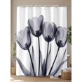 thumbnail image 4 of Gray Tulip Floral Shower Curtain, Watercolor Flowers Bathroom Decor Curtains Set with Hooks, Waterproof Fabric Home Accessories， 60 X 72 Inch Long, 4 of 6